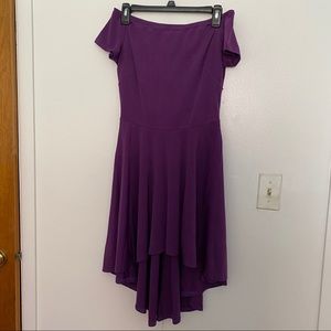 Purple Off the Shoulder High Low Dress
